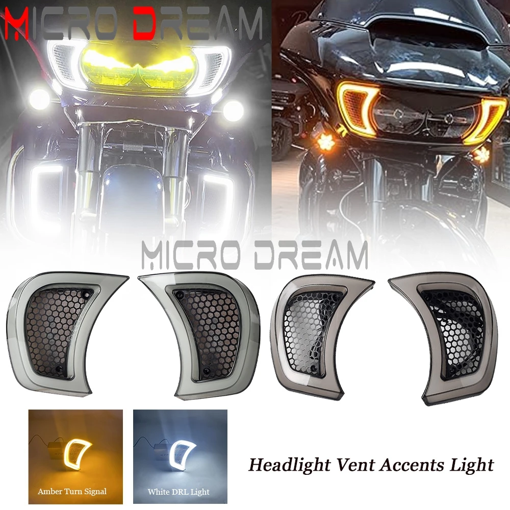 Аксессуары для мотоциклов, вентиляционные фары, акценты, дымчатые линзы, белые ходовые огни, янтарный указатель поворота для Harley Road Glide 15-23
Аксессуары для мотоциклов, вентиляционные фары, акценты, дымчатые линзы, белые ходовые огни, янтарный указатель поворота для Harley Road Glide 15-23