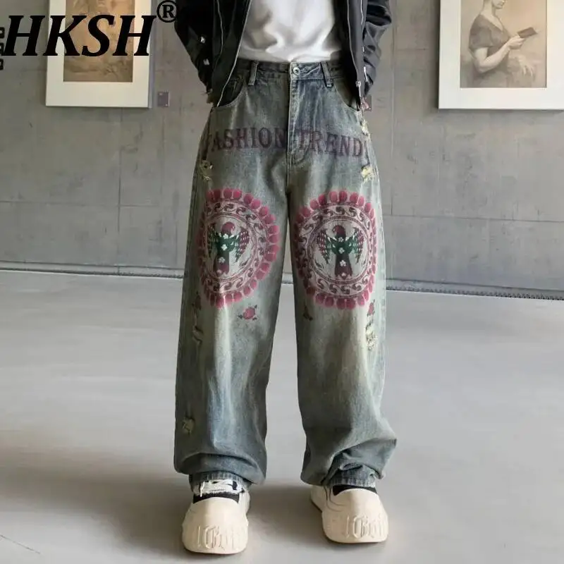 HKSH Spring New Men's Tide Punk Washed Vintage Loose Straight Ripped Jeans Trendy High Street Graffiti Print Jeans Women HK23013
HKSH Spring New Men's Tide Punk Washed Vintage Loose Straight Ripped Jeans Trendy High Street Graffiti Print Jeans Women HK23013