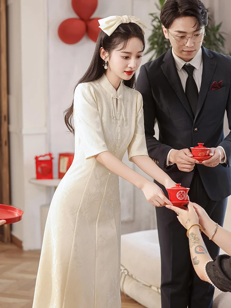 White Improved Engagement Dr New Chinese Sle ort Women's Dr A-Line Skirt Vintage Sle Mid-Length Gown
White Improved Engagement Dr New Chinese Sle ort Women's Dr A-Line Skirt Vintage Sle Mid-Length Gown