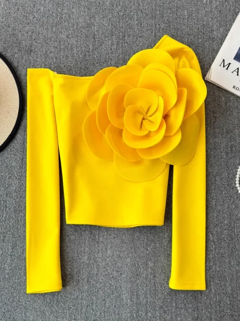Shirts for Women 2025 Ropa De Mujer Slim Fit Three Dimensional Large Flower Diagonal Collar Single Shoulder Short Top Grunge
Shirts for Women 2025 Ropa De Mujer Slim Fit Three Dimensional Large Flower Diagonal Collar Single Shoulder Short Top Grunge