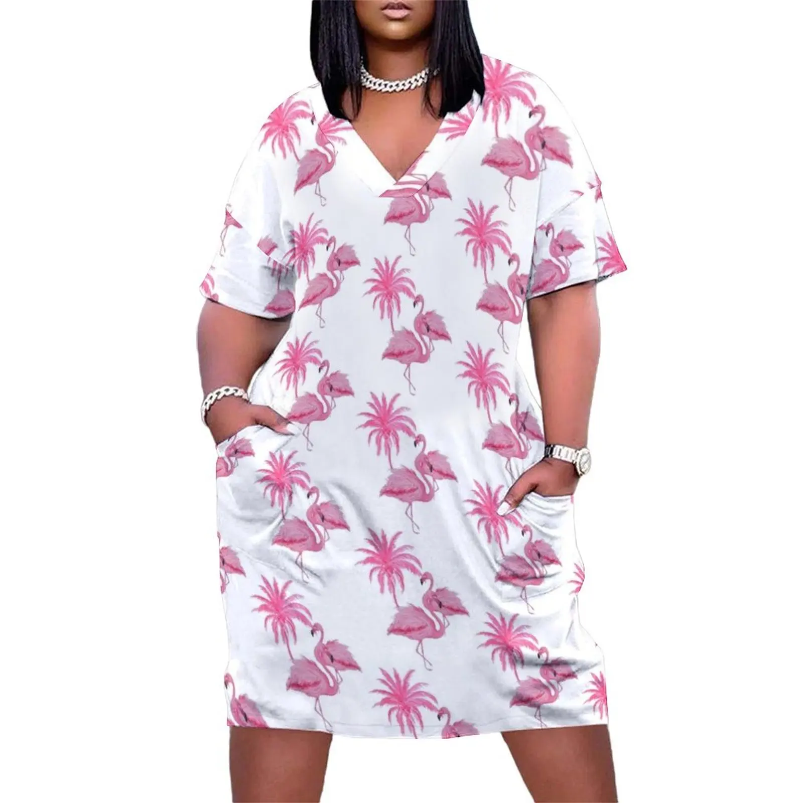 Coconut Palm Tree and Pink Flamingos Loose Pocket Dress Beachwear summer woman dress 2025
Coconut Palm Tree and Pink Flamingos Loose Pocket Dress Beachwear summer woman dress 2025