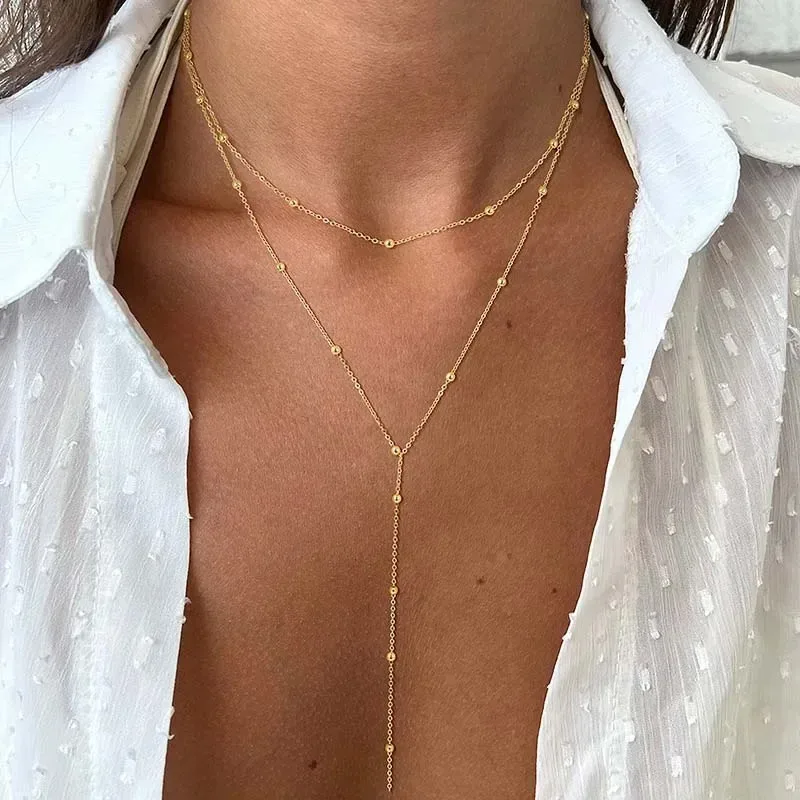 Found Form Double Layer Necklace Gold Long Chain Drop Geometric Bead-Tassel Choker Necklace for Women Gift
Found Form Double Layer Necklace Gold Long Chain Drop Geometric Bead-Tassel Choker Necklace for Women Gift