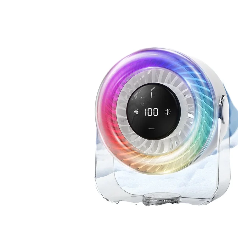 Colorful ambient light RGB desktop outdoor camping fan, touch screen digital display with remote control charging
Colorful ambient light RGB desktop outdoor camping fan, touch screen digital display with remote control charging