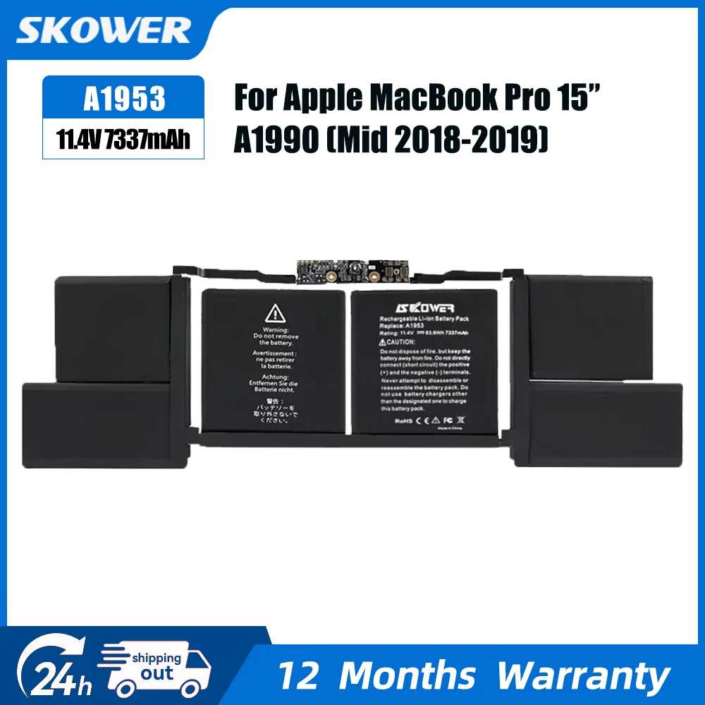 Аккумулятор SKOWER A1953 для Apple APPLE MacBook Pro 15 дюймов A1990 тачпад 2018 2019 EMC 3215 MC3359 83,6 Втч 7337 мАч
Аккумулятор SKOWER A1953 для Apple APPLE MacBook Pro 15 дюймов A1990 тачпад 2018 2019 EMC 3215 MC3359 83,6 Втч 7337 мАч