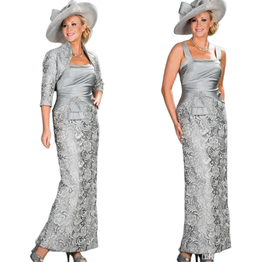 Elegant Two Piece Mother Of The Bride Dress With Jacket Best Silver Lace Wedding Guest Dress Sheath Formal Mom Evening Customize
Elegant Two Piece Mother Of The Bride Dress With Jacket Best Silver Lace Wedding Guest Dress Sheath Formal Mom Evening Customize