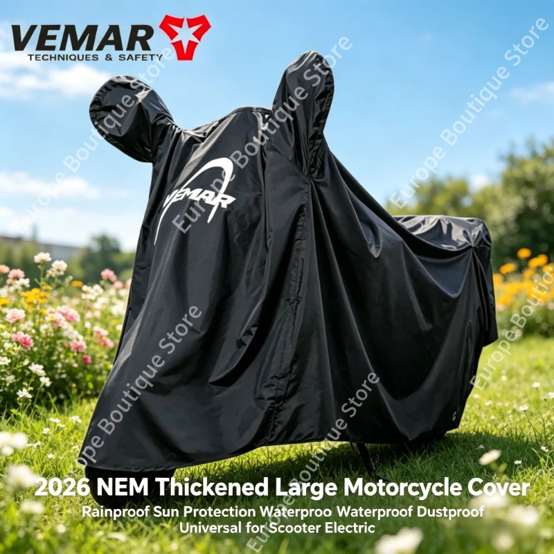 2026 New Thickened Large Waterproof Motorcycle Cover Rainproof Sun Protection Dustproof Universal for Scooter Electric Bike
2026 New Thickened Large Waterproof Motorcycle Cover Rainproof Sun Protection Dustproof Universal for Scooter Electric Bike