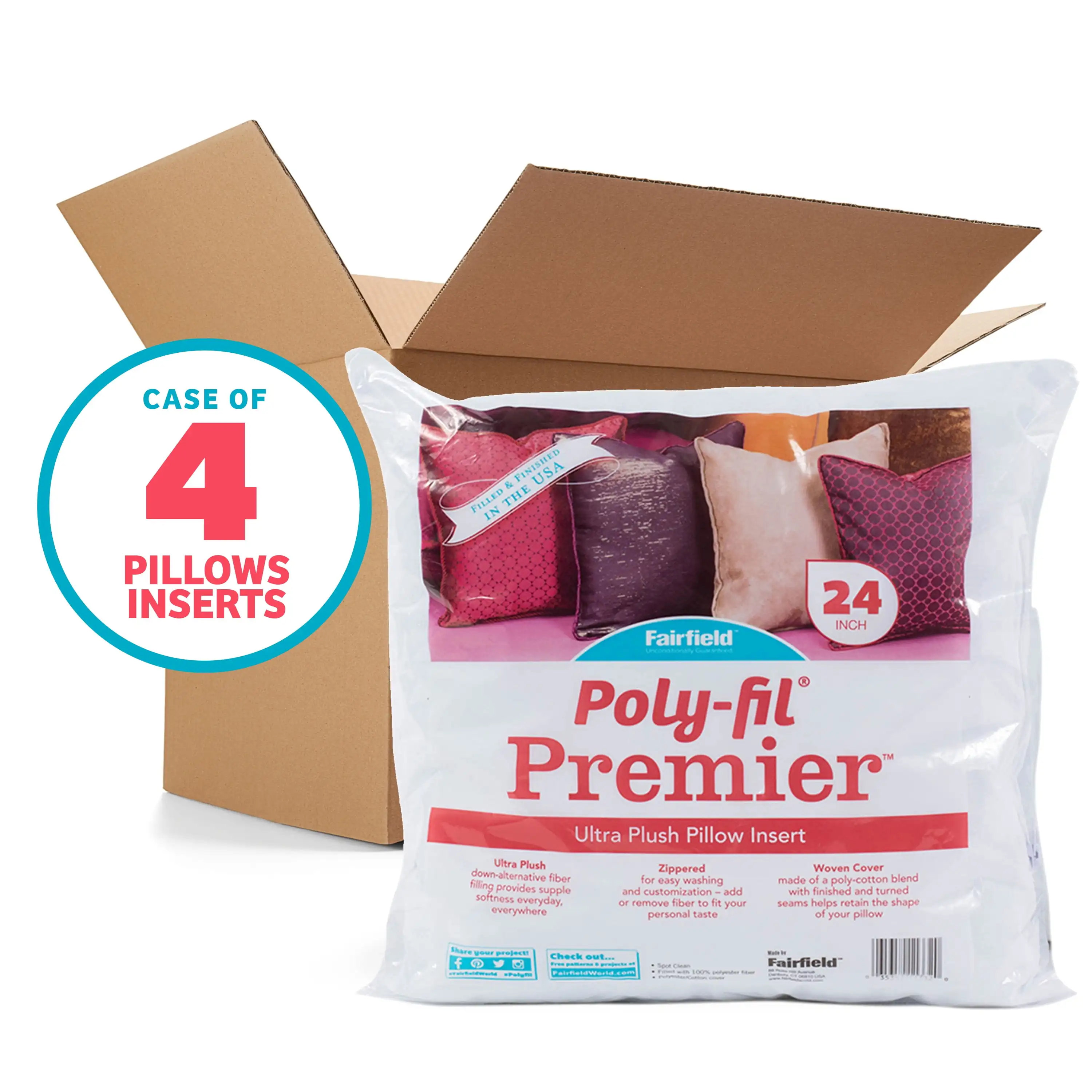 Premier™Вкладыши для подушки большого размера от Fairfield™, 24x24 (комплект из 4)
Premier™Вкладыши для подушки большого размера от Fairfield™, 24x24 (комплект из 4)