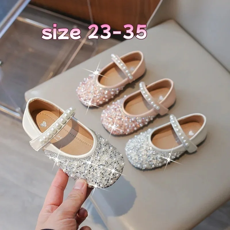 Spring Autumn Princess Flats for Little Girls, Pearl & Rhinestone Decor Leather Shoes, Soft Sole Comfort Kids Dress Footwear
Spring Autumn Princess Flats for Little Girls, Pearl & Rhinestone Decor Leather Shoes, Soft Sole Comfort Kids Dress Footwear
