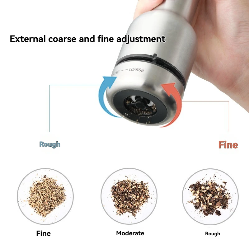 Multi functional electric pepper grinder, household black pepper sea salt grinder, fast card type 1-second compartment change
Multi functional electric pepper grinder, household black pepper sea salt grinder, fast card type 1-second compartment change