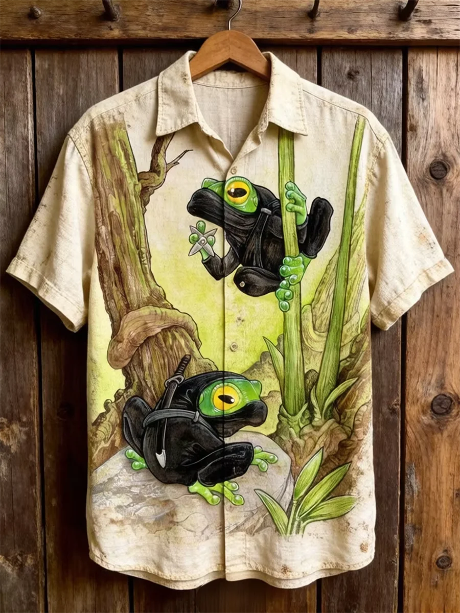 Retro Hawaiian men's short sleeved linen shirt, button design, digital printing, casual and comfortable, fashionable dressing
Retro Hawaiian men's short sleeved linen shirt, button design, digital printing, casual and comfortable, fashionable dressing