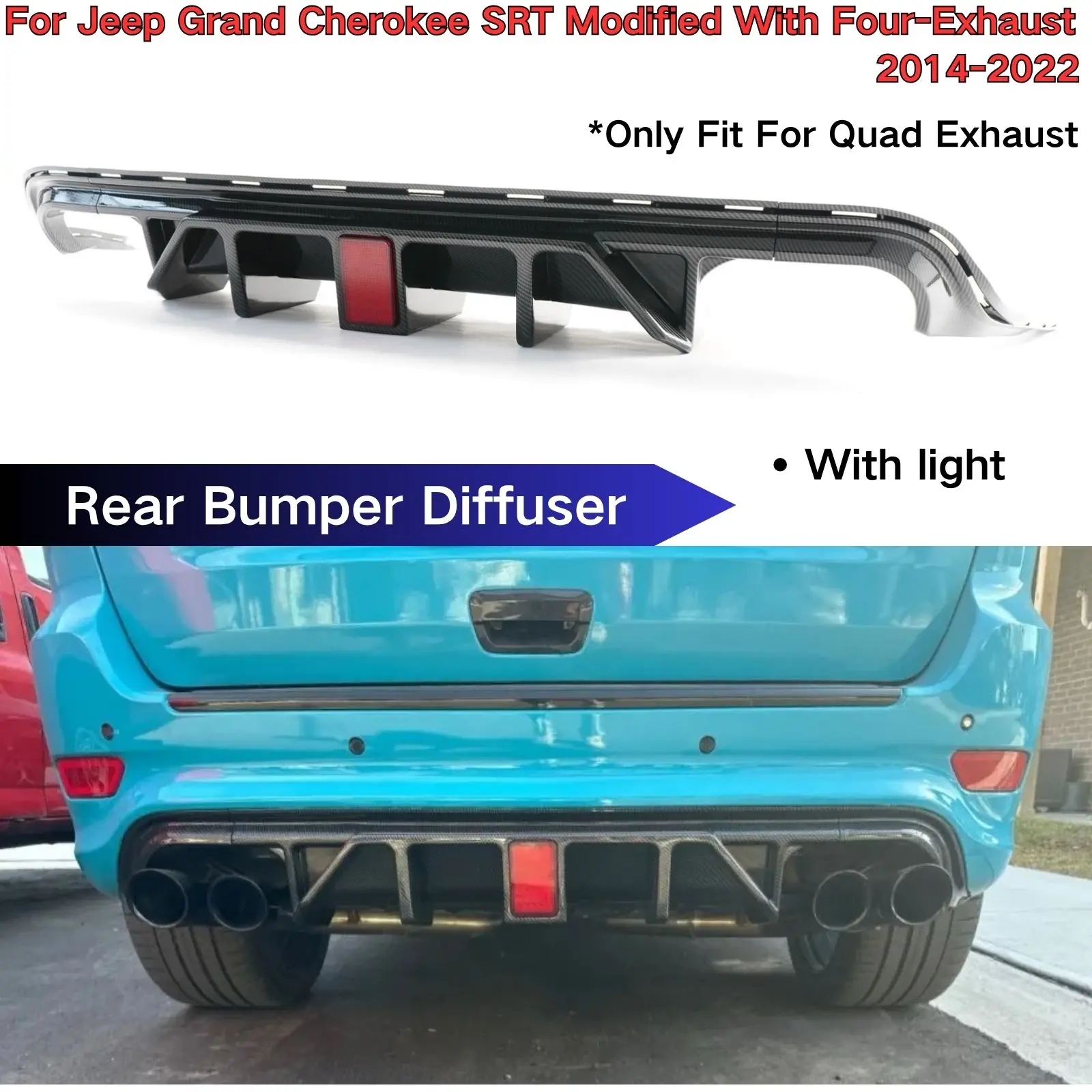 Rear Bumper Diffuser For Jeep Grand Cherokee SRT Model Modified With Four-Exhaust 2014-2022 Body Kit Car Accessories Body Kit
Rear Bumper Diffuser For Jeep Grand Cherokee SRT Model Modified With Four-Exhaust 2014-2022 Body Kit Car Accessories Body Kit