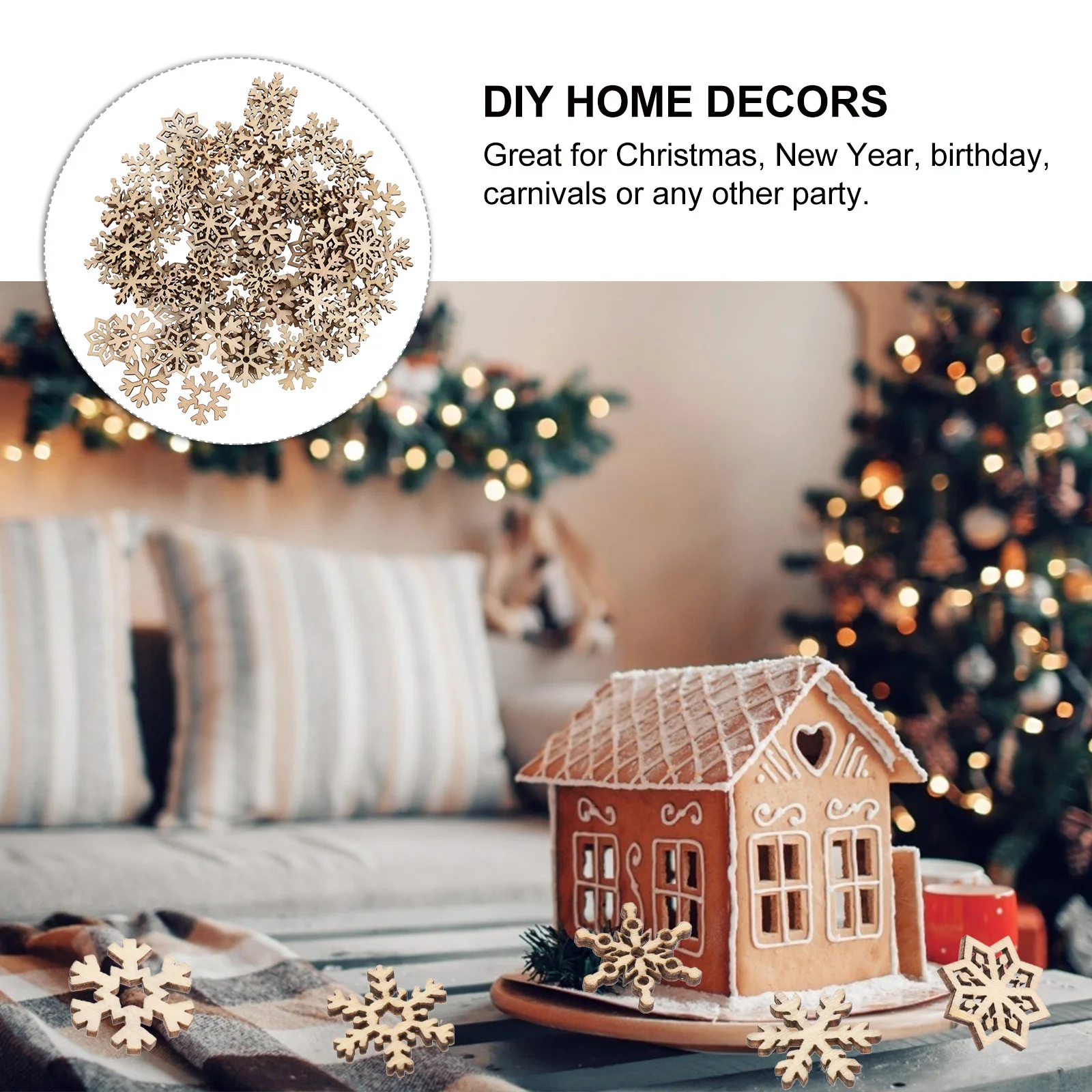 100Pcs Snowflake Decorations Wood Christmas Cutouts DIY Craft Embellishments Handmade Ornaments for Holiday Party Supplies
100Pcs Snowflake Decorations Wood Christmas Cutouts DIY Craft Embellishments Handmade Ornaments for Holiday Party Supplies