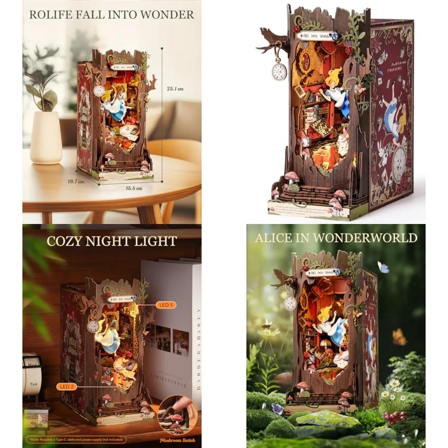 Rolife DIY Book Nook Kits Fall into Wonder Fairy Tale Bookend Wooden 3D Puzzles for Bookshelf Decor DIY Miniature House Buildin
Rolife DIY Book Nook Kits Fall into Wonder Fairy Tale Bookend Wooden 3D Puzzles for Bookshelf Decor DIY Miniature House Buildin