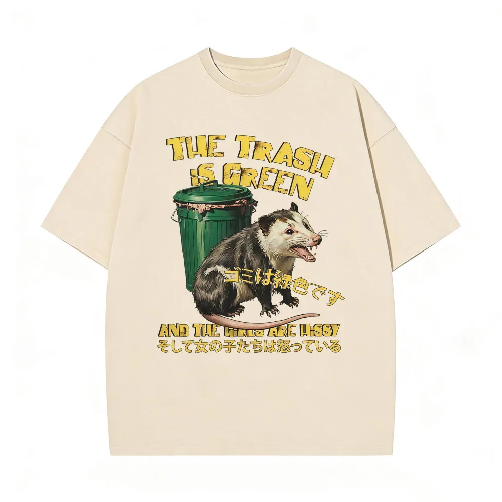 The Trash Is Green and The Girls Are Wissy T-shirt Funny Japanese Style Opossum Vintage Washed T-shirts Men Casual Retro T Shirt
The Trash Is Green and The Girls Are Wissy T-shirt Funny Japanese Style Opossum Vintage Washed T-shirts Men Casual Retro T Shirt