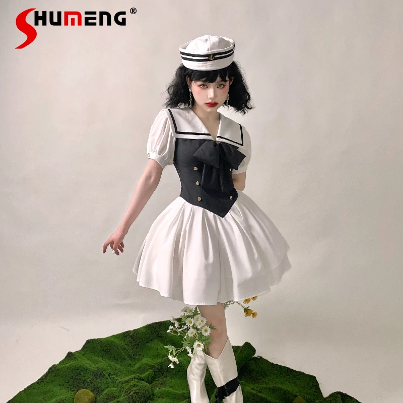 Loli Girl Sweet Sailor Clothes Summer New Women's High Waist Slim-Fit Navy Collar Short Dress Lo Kawaii Cosplay Dresses Op 2025
Loli Girl Sweet Sailor Clothes Summer New Women's High Waist Slim-Fit Navy Collar Short Dress Lo Kawaii Cosplay Dresses Op 2025