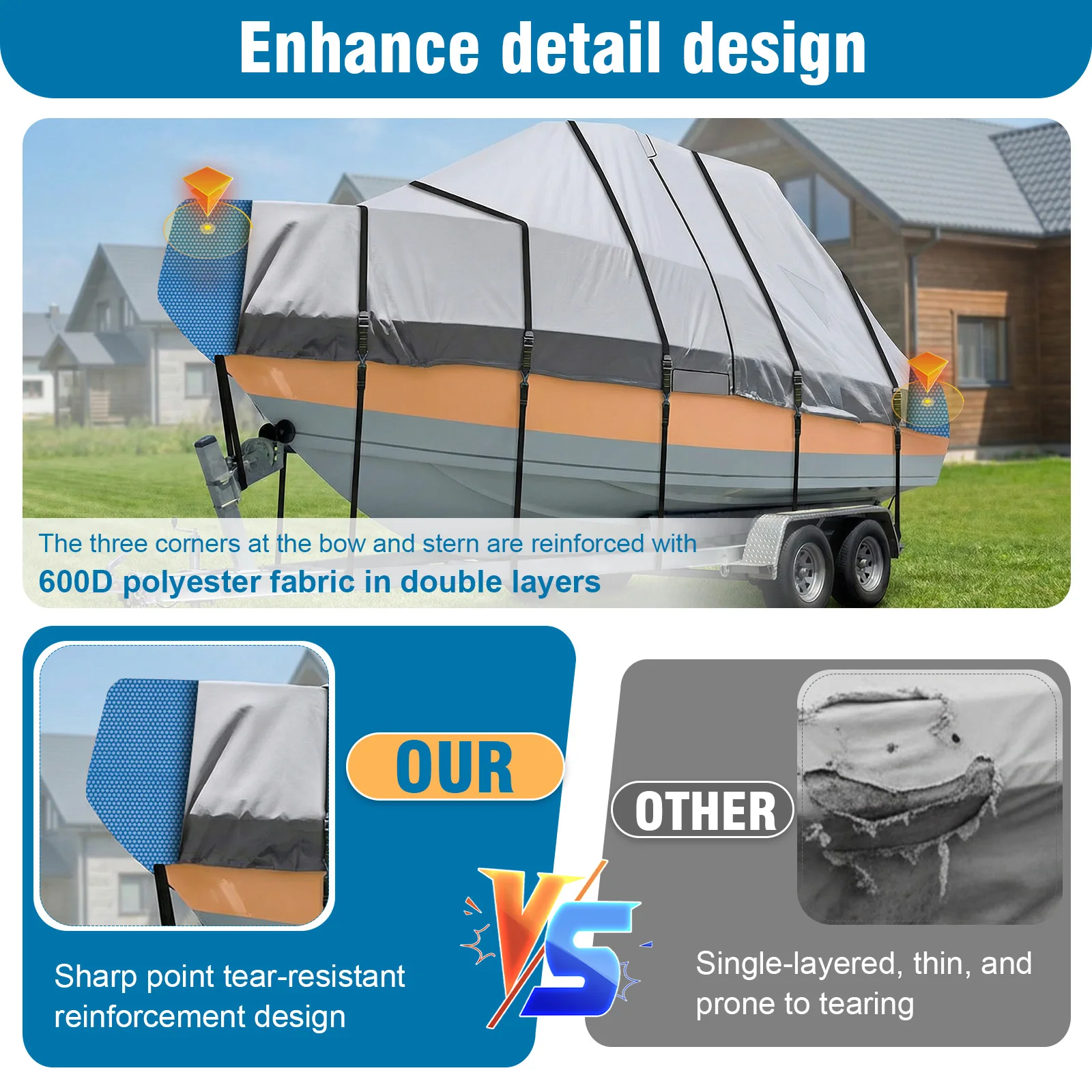 1200D Hard Top Yacht Boats Storage Covers with 18 Tie Down Strap Yacht Outdoor Protection Sleeve UV-Proof For Protecting Roof
1200D Hard Top Yacht Boats Storage Covers with 18 Tie Down Strap Yacht Outdoor Protection Sleeve UV-Proof For Protecting Roof