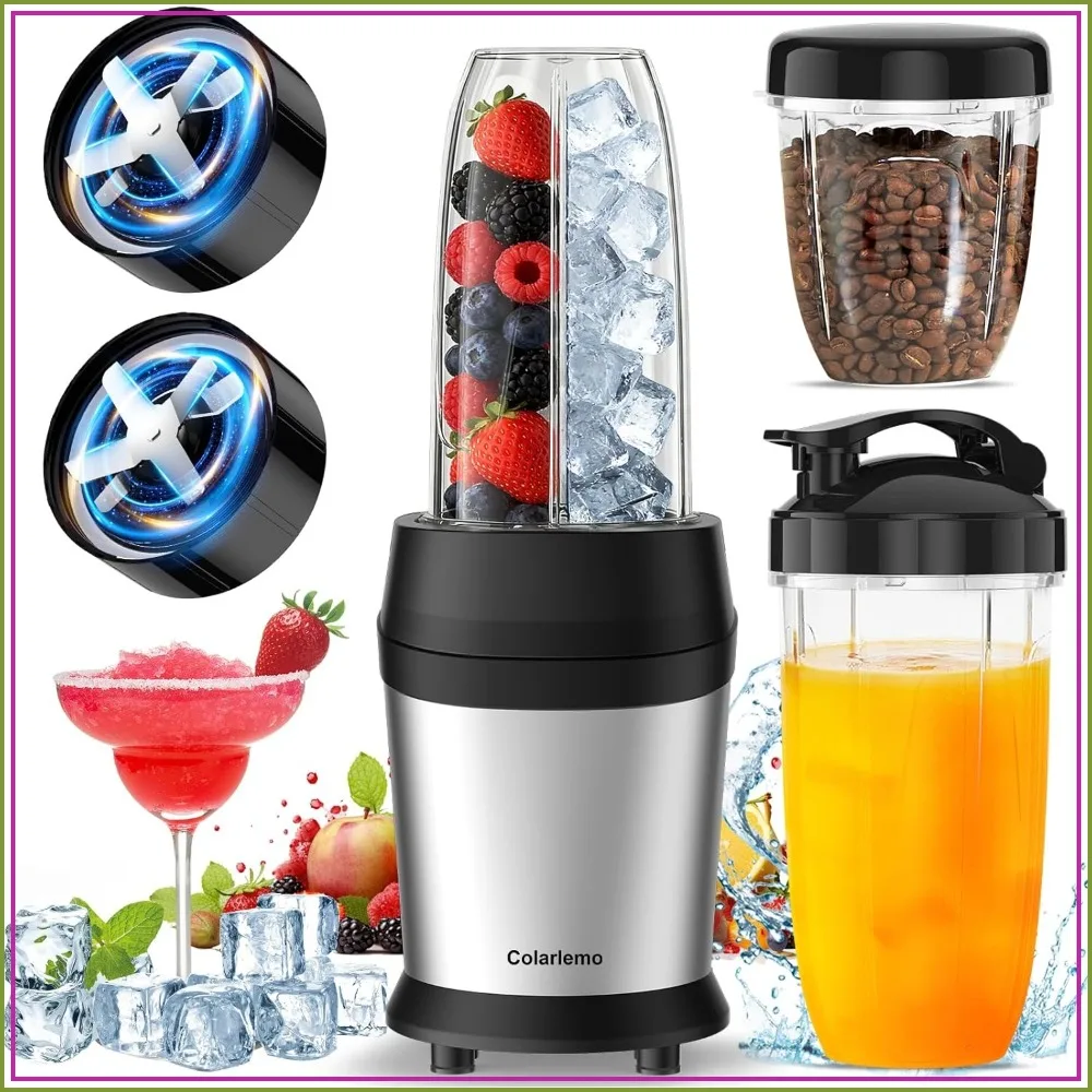 12-Piece Smoothie Blender Maker 25,000 RPM Personal Blender for Ice Crushing Smoothies & Frozen Drinks with 23oz, 32oz, 37oz Portable Cups, Two 6-Leaf Stainless Steel Blades
12-Piece Smoothie Blender Maker 25,000 RPM Personal Blender for Ice Crushing Smoothies & Frozen Drinks with 23oz, 32oz, 37oz Portable Cups, Two 6-Leaf Stainless Steel Blades