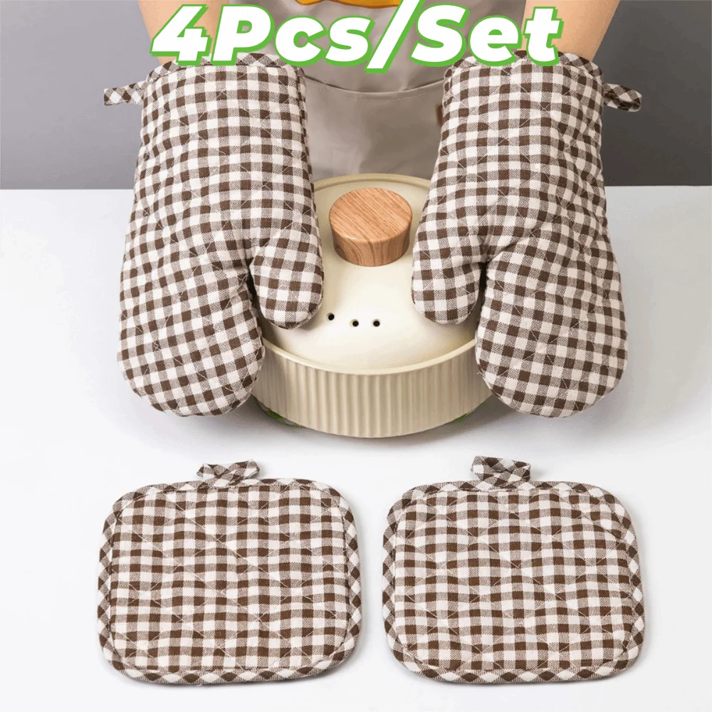 4 Piece/Set Anti Scald Lattice Oven Gloves Heat-Resistant Thickened Insulated Glove Cotton Lining Kitchen Gloves Cooking
4 Piece/Set Anti Scald Lattice Oven Gloves Heat-Resistant Thickened Insulated Glove Cotton Lining Kitchen Gloves Cooking