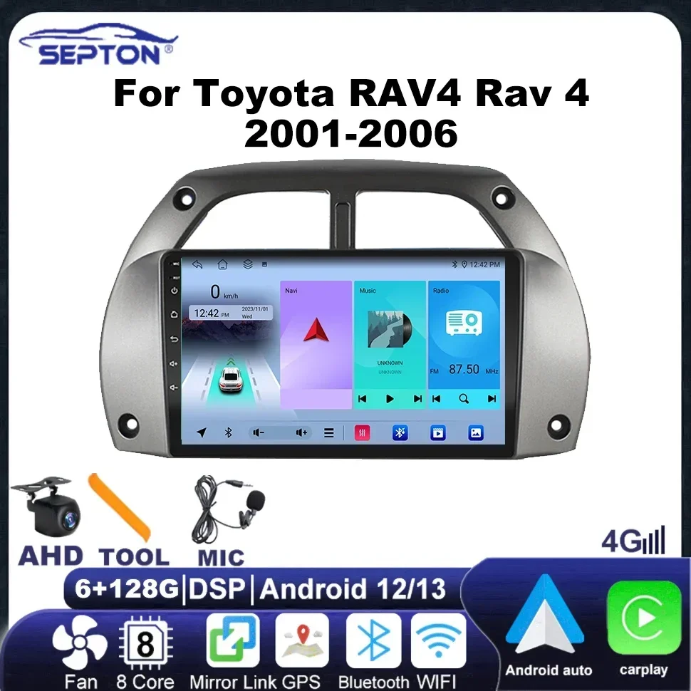 SEPTON Car Radio Carplay for Toyota RAV4 Rav 4 2001-2006 2Din 4G Navi GPS Android Auto Car Intelligent Systems Multimedia Player
SEPTON Car Radio Carplay for Toyota RAV4 Rav 4 2001-2006 2Din 4G Navi GPS Android Auto Car Intelligent Systems Multimedia Player