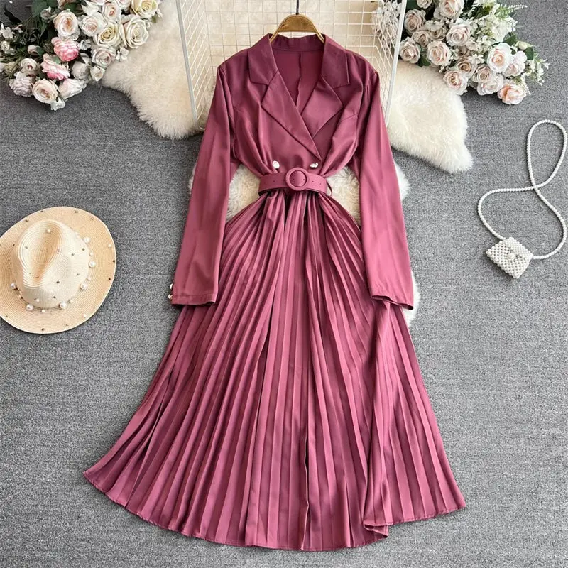 Elegant Full Long Sleeve Suit Dress Women Business Autumn 2023 Fashion Wairtband Slim A-Line Pleated Long Dress For Office Z3335
Elegant Full Long Sleeve Suit Dress Women Business Autumn 2023 Fashion Wairtband Slim A-Line Pleated Long Dress For Office Z3335