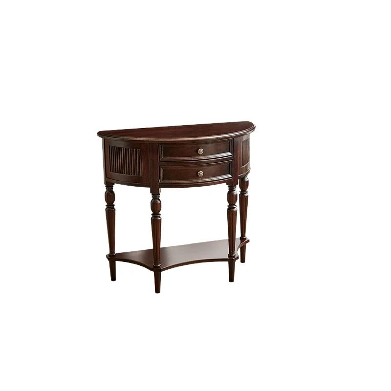 American retro style porch cabinet, all solid wood foyer storage, semi-round wall cabinet
American retro style porch cabinet, all solid wood foyer storage, semi-round wall cabinet