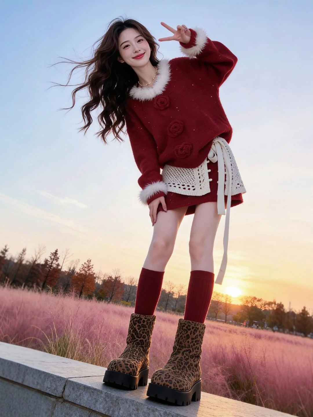 Red Three-Piece Set Women's Spring Fashion Unique Cute Skirt Top Curtain New Year's Clothing Comfortable Warm Regular Fit
Red Three-Piece Set Women's Spring Fashion Unique Cute Skirt Top Curtain New Year's Clothing Comfortable Warm Regular Fit