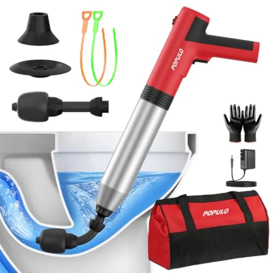 POPULO Electric Toilet Plunger, Air Power High Pressure Drain Clog Remover - Heavy Duty Toilet Unclogger Tool for Bathroom, Flo
POPULO Electric Toilet Plunger, Air Power High Pressure Drain Clog Remover - Heavy Duty Toilet Unclogger Tool for Bathroom, Flo