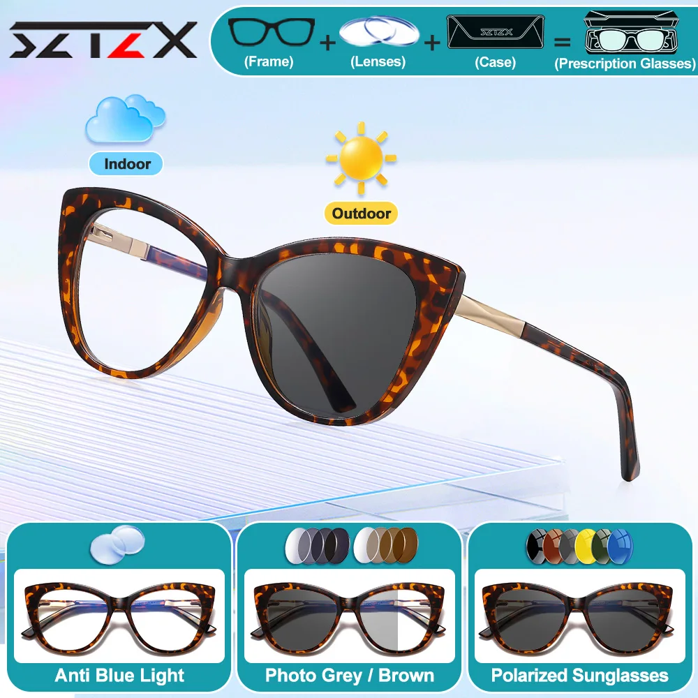 SZTZX New Design Women Cat Eye Myopia Prescription Glasses High Quality Anti Blue Light Reading Progressive Photochromic Eyeware
SZTZX New Design Women Cat Eye Myopia Prescription Glasses High Quality Anti Blue Light Reading Progressive Photochromic Eyeware