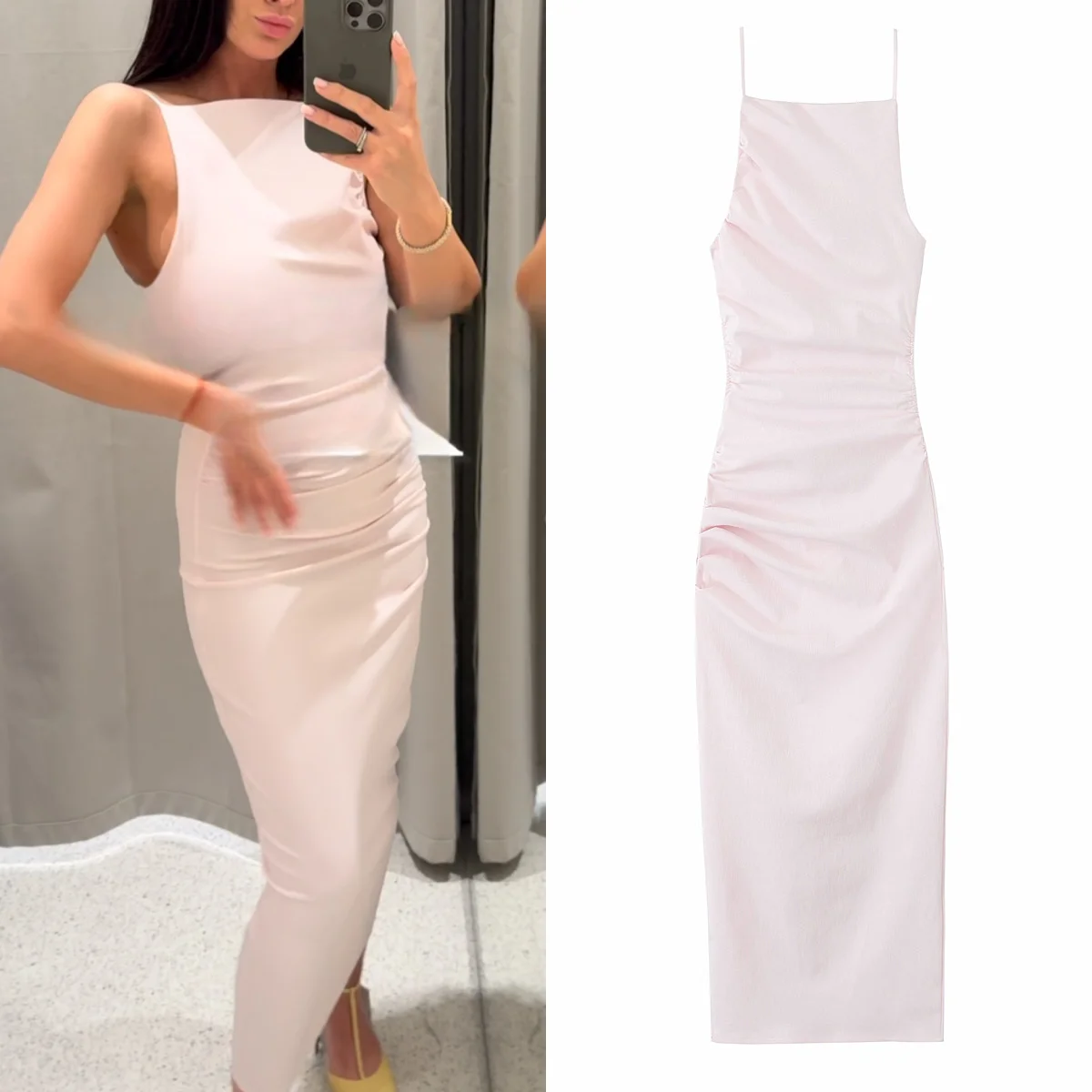 Women's Backless Pleated Stretch Dress Flat Collar Sleeveless Suspenders Midi Skirt Spring Summer New Slim Chic Long Skirt
Women's Backless Pleated Stretch Dress Flat Collar Sleeveless Suspenders Midi Skirt Spring Summer New Slim Chic Long Skirt