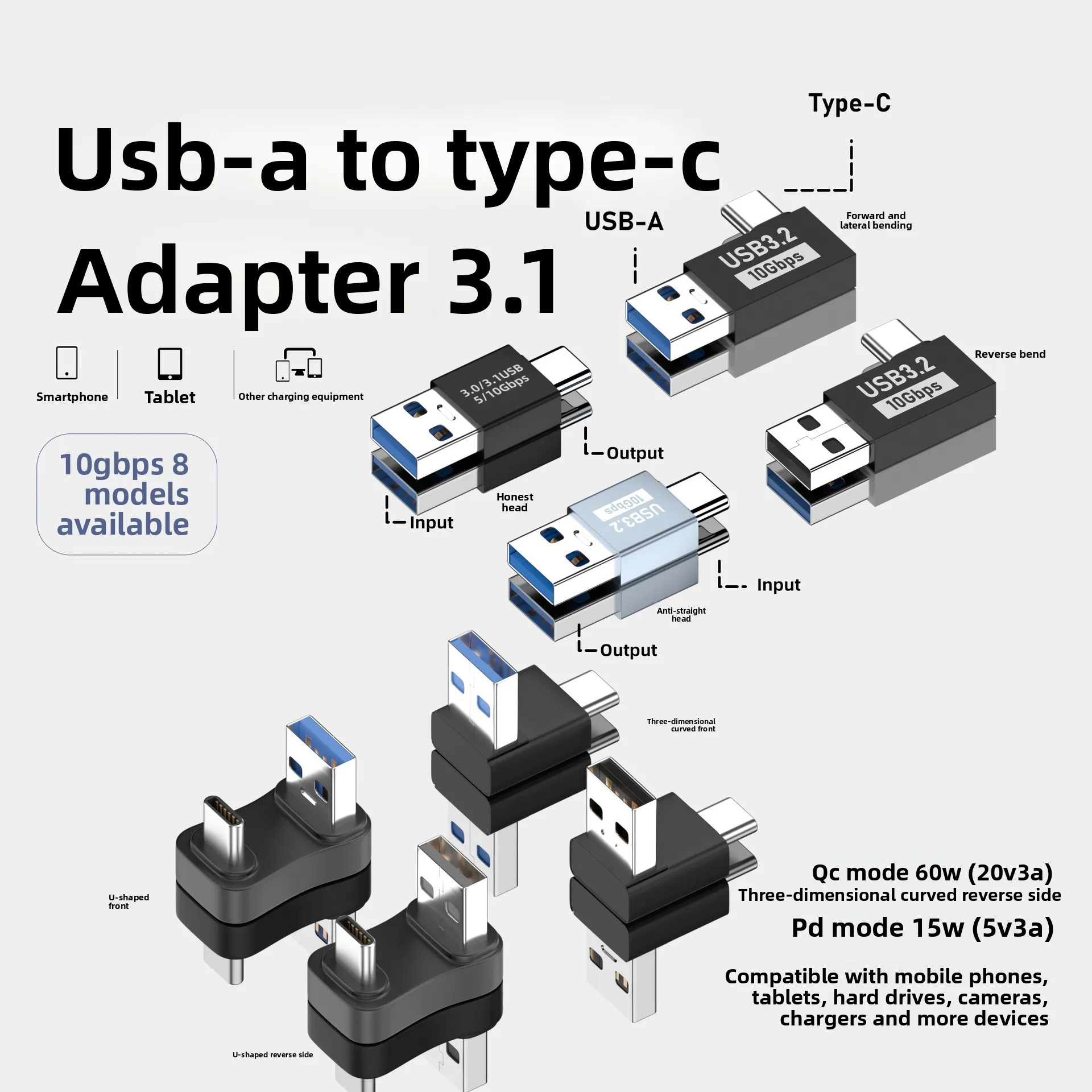 USB to Type-C adapter, USB3.1 laptop adapter, 10Gbps transmission mobile phone adapter
USB to Type-C adapter, USB3.1 laptop adapter, 10Gbps transmission mobile phone adapter