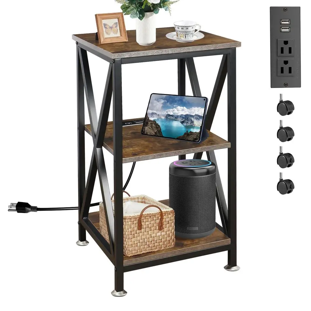 End Table with Charging Station, 3Tier End Table Living Room, 16 D X 16 W X 28 H, Wood and Metal Table with USB Ports and Outle
End Table with Charging Station, 3Tier End Table Living Room, 16 D X 16 W X 28 H, Wood and Metal Table with USB Ports and Outle
