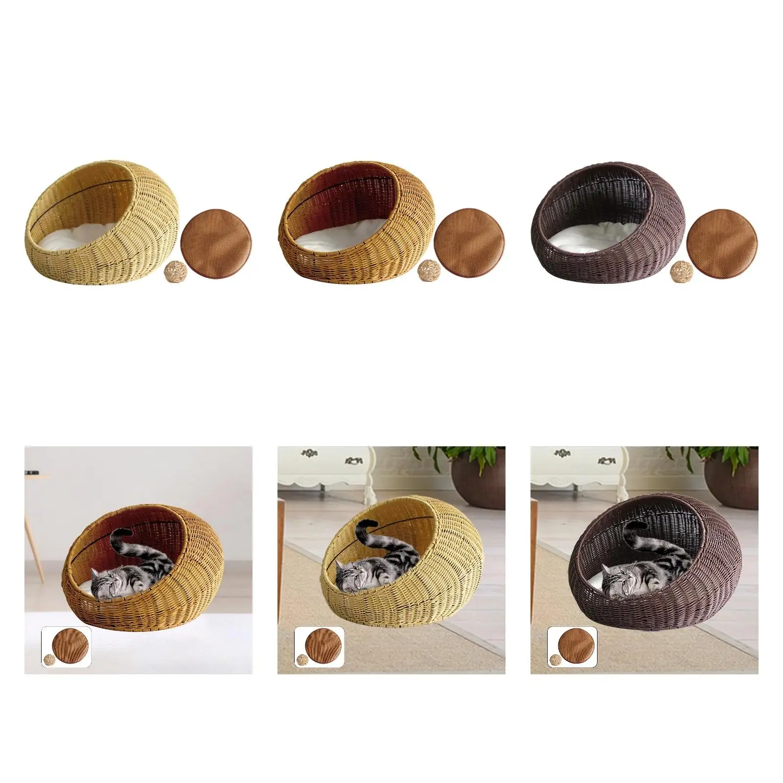 Small Dog Bed Imitation Rattan Handmade Pets Under 5kg Lounge Bed with Soft Cushion, Mat, Ball Breathable Pet Bed Cat Basket Bed
Small Dog Bed Imitation Rattan Handmade Pets Under 5kg Lounge Bed with Soft Cushion, Mat, Ball Breathable Pet Bed Cat Basket Bed