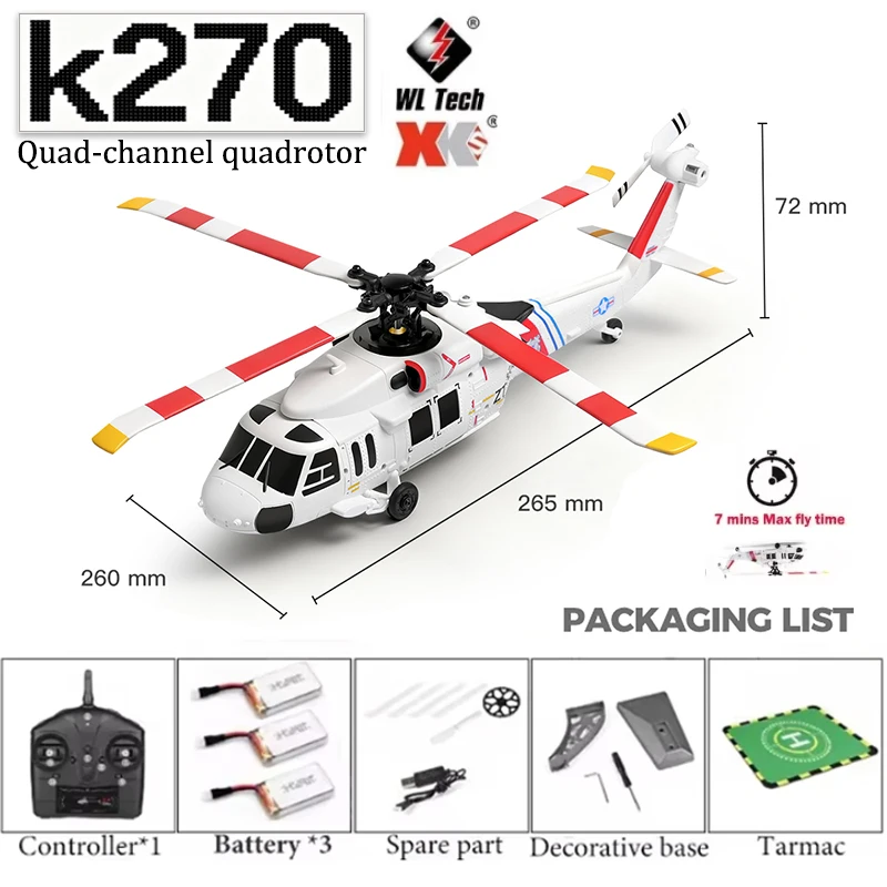 WLtoys K170 K270 UH-60L Brushless RC Helicopter 2.4G 4CH 6-Axis Gyro Flying Aircraft Kids Hobby Toy Gift
WLtoys K170 K270 UH-60L Brushless RC Helicopter 2.4G 4CH 6-Axis Gyro Flying Aircraft Kids Hobby Toy Gift