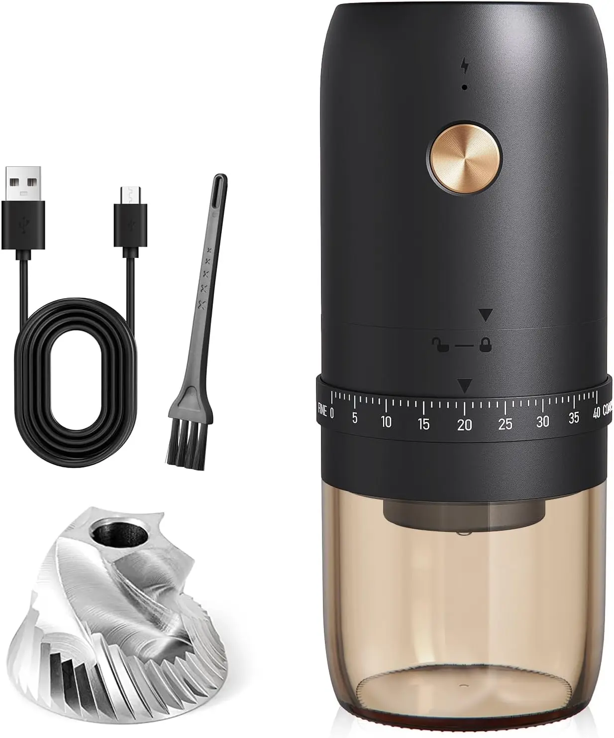 Portable Electric Coffee Grinder, Upgraded External Adjustable 40 Levels Fine to Coarse Settings, Stainless Steel Conical
Portable Electric Coffee Grinder, Upgraded External Adjustable 40 Levels Fine to Coarse Settings, Stainless Steel Conical