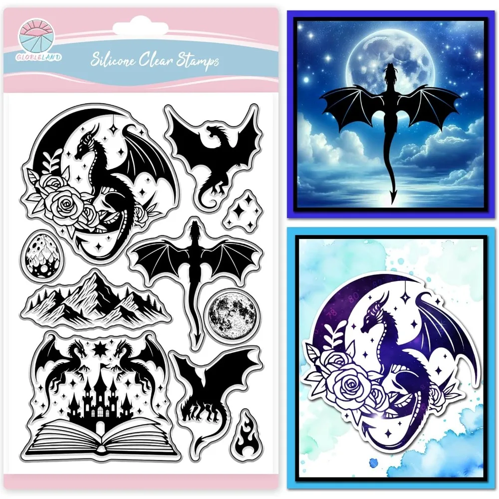 Прозрачные штампы с силуэтом волшебного дракона для изготовления карт в стиле ретро, розы, луны, прозрачный штамп, волшебная книга, силиконовые штампы для DIY
Прозрачные штампы с силуэтом волшебного дракона для изготовления карт в стиле ретро, розы, луны, прозрачный штамп, волшебная книга, силиконовые штампы для DIY