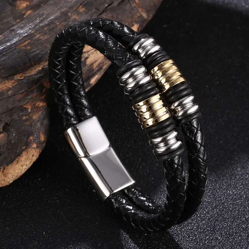 Double Layer Braided Leather Men Bracelet Stainless Steel Luxury Accessories Combination Handmade Wristband Male Jewelry SP1073
Double Layer Braided Leather Men Bracelet Stainless Steel Luxury Accessories Combination Handmade Wristband Male Jewelry SP1073