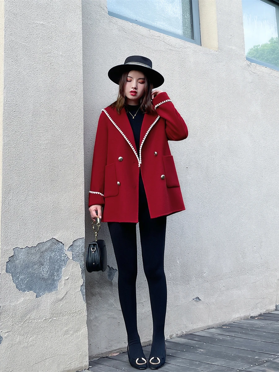 Faionable ort Double-Faced Camere Coat Women's 2024 New Sle Premium Red Slim Fit Woolen Jaet Korean Sle Commute
Faionable ort Double-Faced Camere Coat Women's 2024 New Sle Premium Red Slim Fit Woolen Jaet Korean Sle Commute