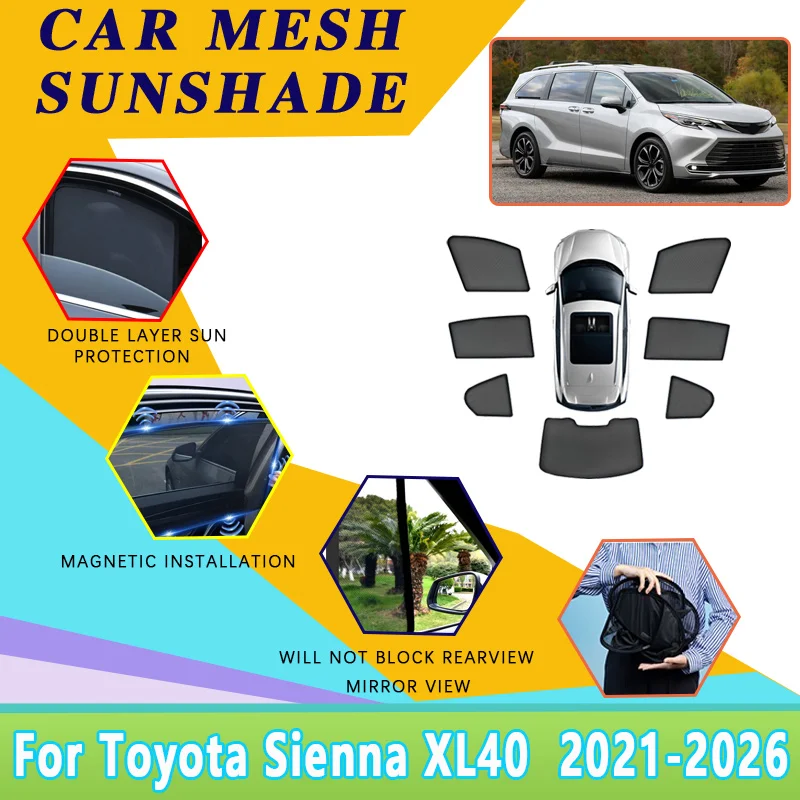 For Toyota Sienna 2026 XL40 2021~2025 Car Sunshade Magnetic Window Sun Visor UV Protection Heat insulation Cover Car Accessories
For Toyota Sienna 2026 XL40 2021~2025 Car Sunshade Magnetic Window Sun Visor UV Protection Heat insulation Cover Car Accessories