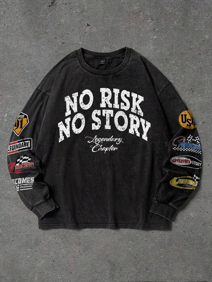 Mens Casual Slogan Print Crew Neck Long Sleeve T-Shirt Streetwear Drop Shoulder Tee
Mens Casual Slogan Print Crew Neck Long Sleeve T-Shirt Streetwear Drop Shoulder Tee