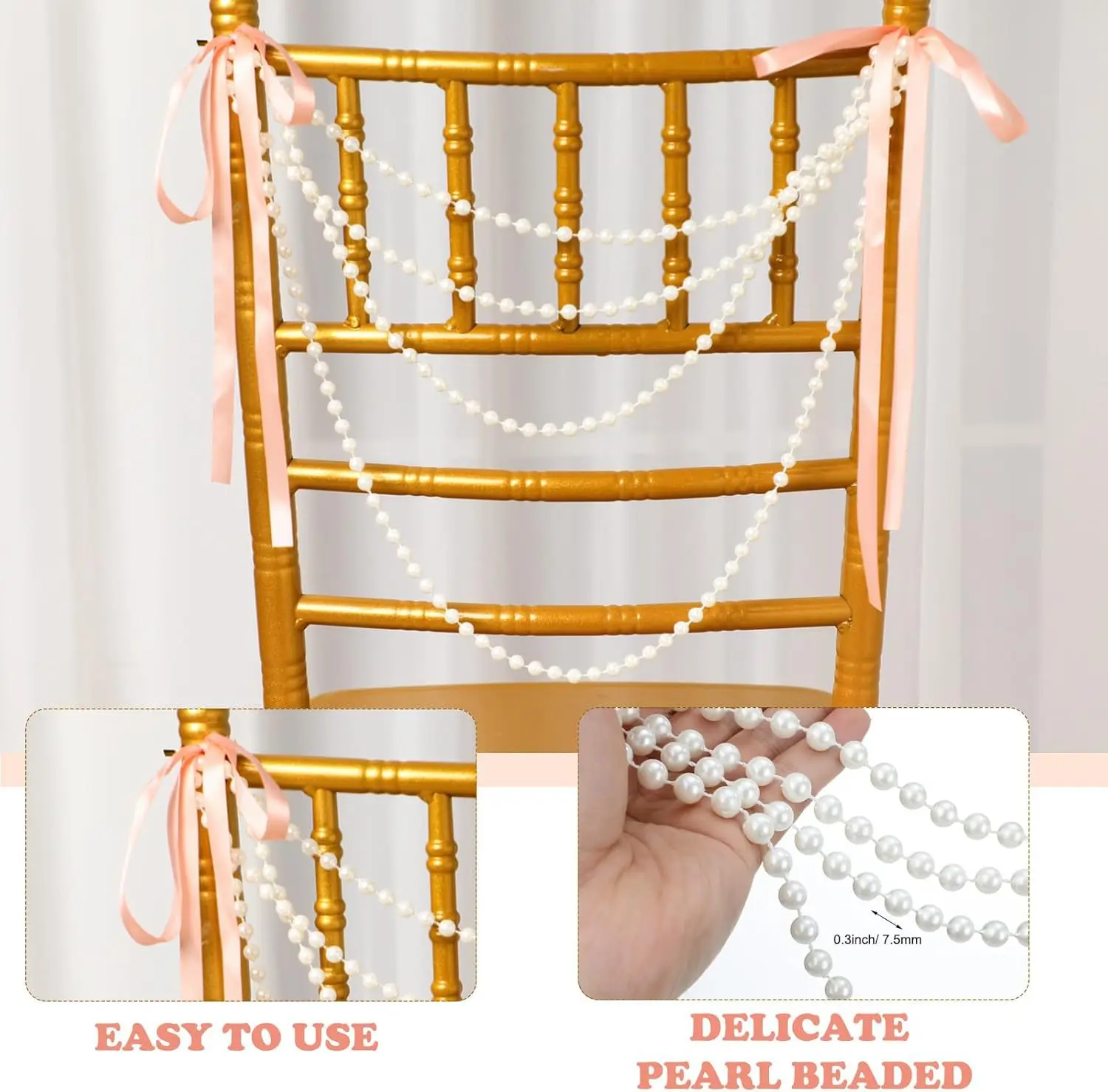 Pearl Chair Sashes Odourless Wedding Chair Decorations Pearl Garland Decor Elegant Chair Back Ornament For Event Decoration
Pearl Chair Sashes Odourless Wedding Chair Decorations Pearl Garland Decor Elegant Chair Back Ornament For Event Decoration