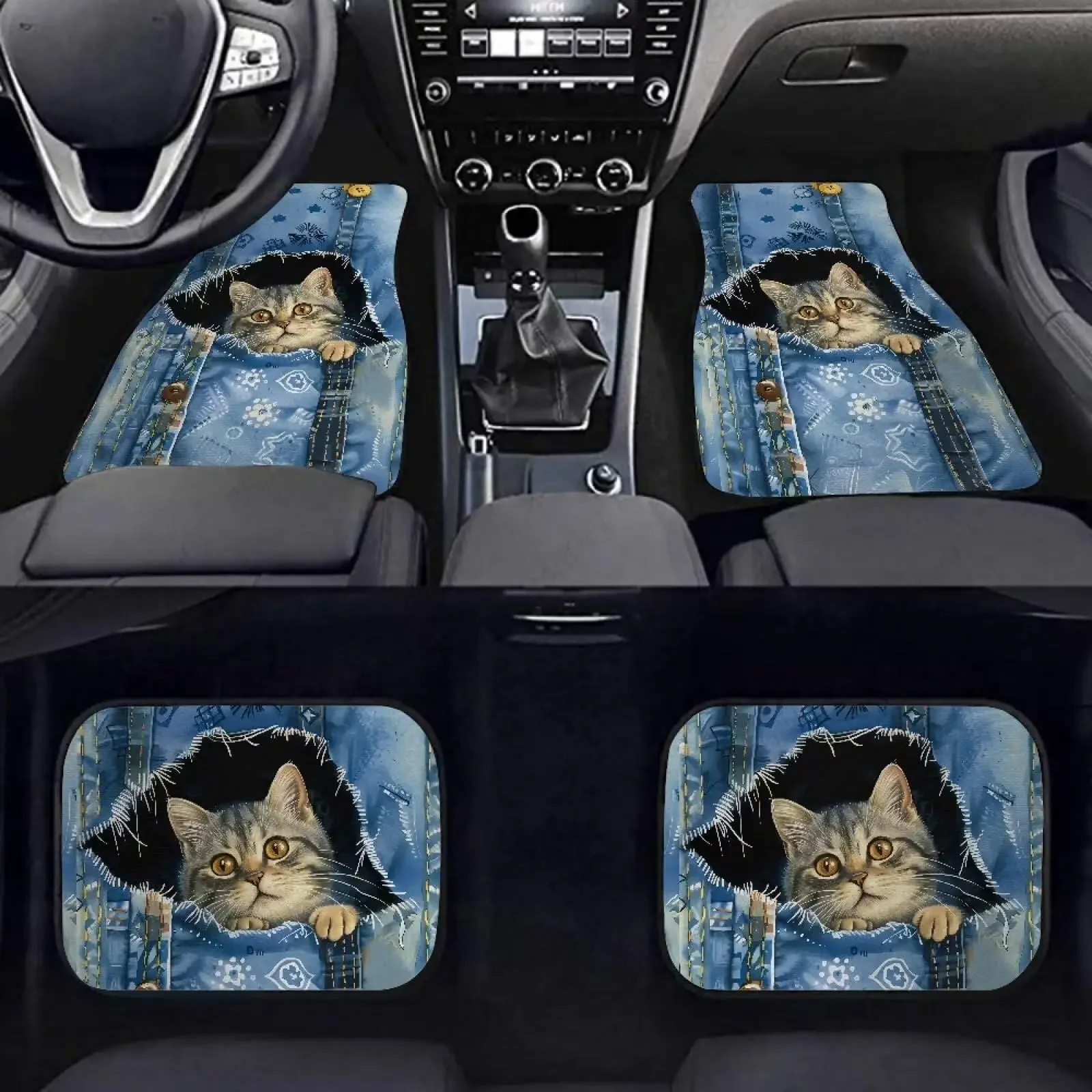 4 Pieces Protection Automotive Floor Mats Cat Print Multifunctional Floor Mats Dustproof Car Carpets All Weather Protection
4 Pieces Protection Automotive Floor Mats Cat Print Multifunctional Floor Mats Dustproof Car Carpets All Weather Protection