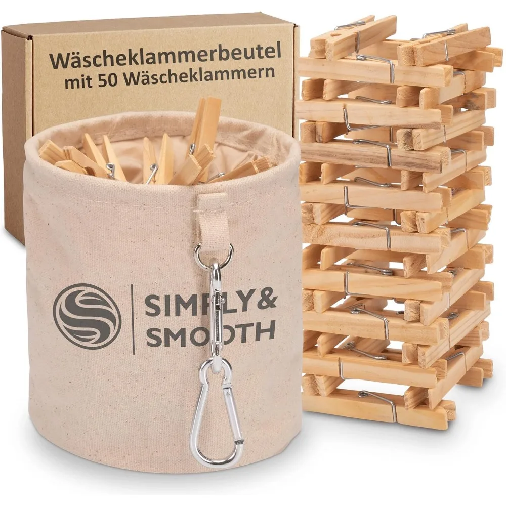 Cotton Laundry Peg Bag with 50 Wooden Pegs - Extra Large Carabiners, Beige, Clothes Pegs
Cotton Laundry Peg Bag with 50 Wooden Pegs - Extra Large Carabiners, Beige, Clothes Pegs