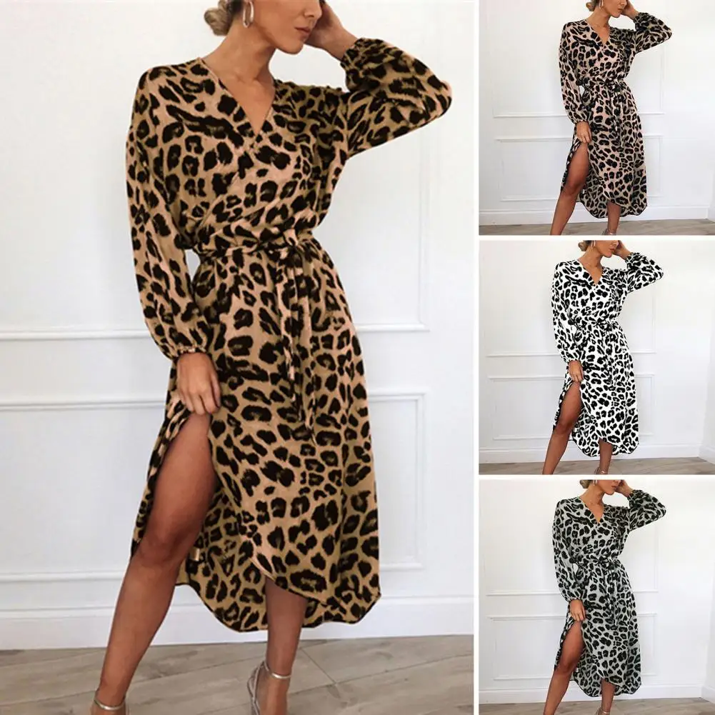 Women Leopard Print Dress Leopard Print V Neck Spring Dress with Lace-up Waist Elegant Midi Length for Women Leopard Print V
Women Leopard Print Dress Leopard Print V Neck Spring Dress with Lace-up Waist Elegant Midi Length for Women Leopard Print V