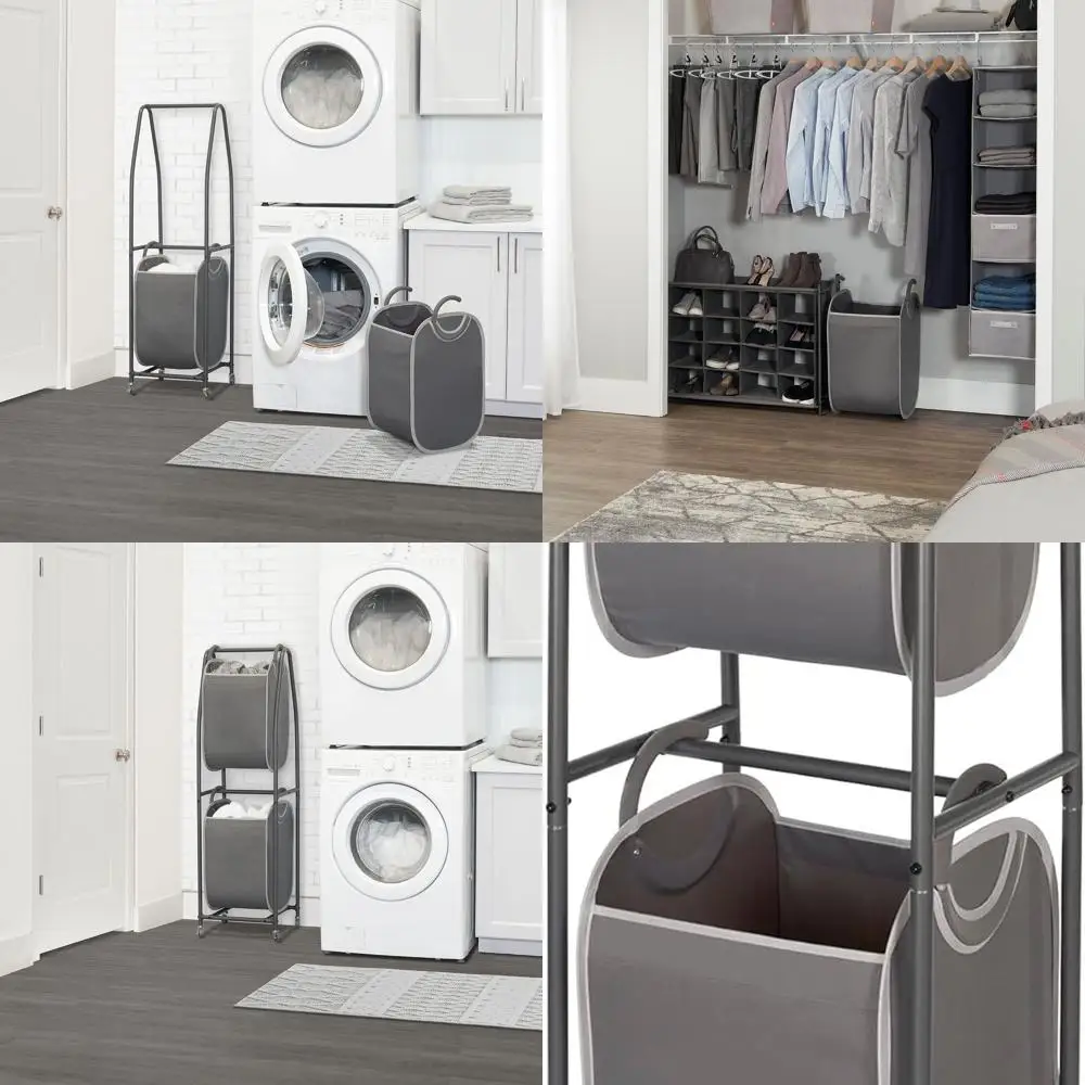 Двухъярусная корзина для белья на колесиках с двумя корзинами для эффективной сортировки одежды, полотенец и одеял.
Двухъярусная корзина для белья на колесиках с двумя корзинами для эффективной сортировки одежды, полотенец и одеял.