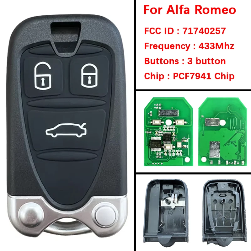 CN092005 Aftermarket Smart key Keyless Remote Part Number 71740257 PCF7941 433MHz For Alfa Romeo 159 Brera Spider 2005-2011
CN092005 Aftermarket Smart key Keyless Remote Part Number 71740257 PCF7941 433MHz For Alfa Romeo 159 Brera Spider 2005-2011