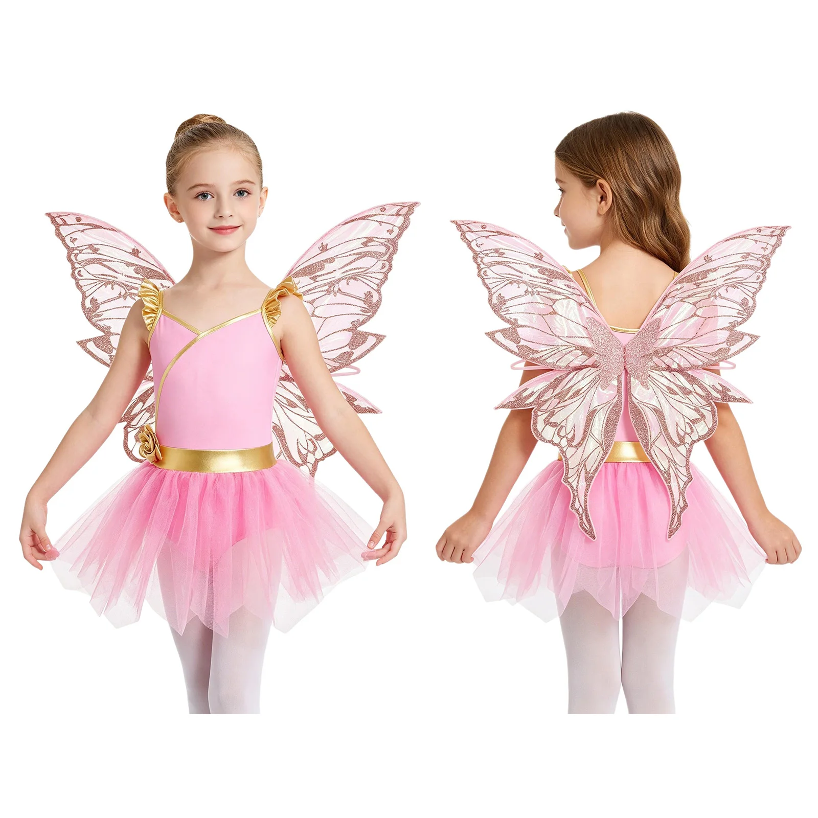 Fairy Dress Up, Girls 2Pcs Butterfly Princess Outfit, Ruffle Flying Sleeve Mesh Leotard with Butterfly Wings Stage Performance
Fairy Dress Up, Girls 2Pcs Butterfly Princess Outfit, Ruffle Flying Sleeve Mesh Leotard with Butterfly Wings Stage Performance