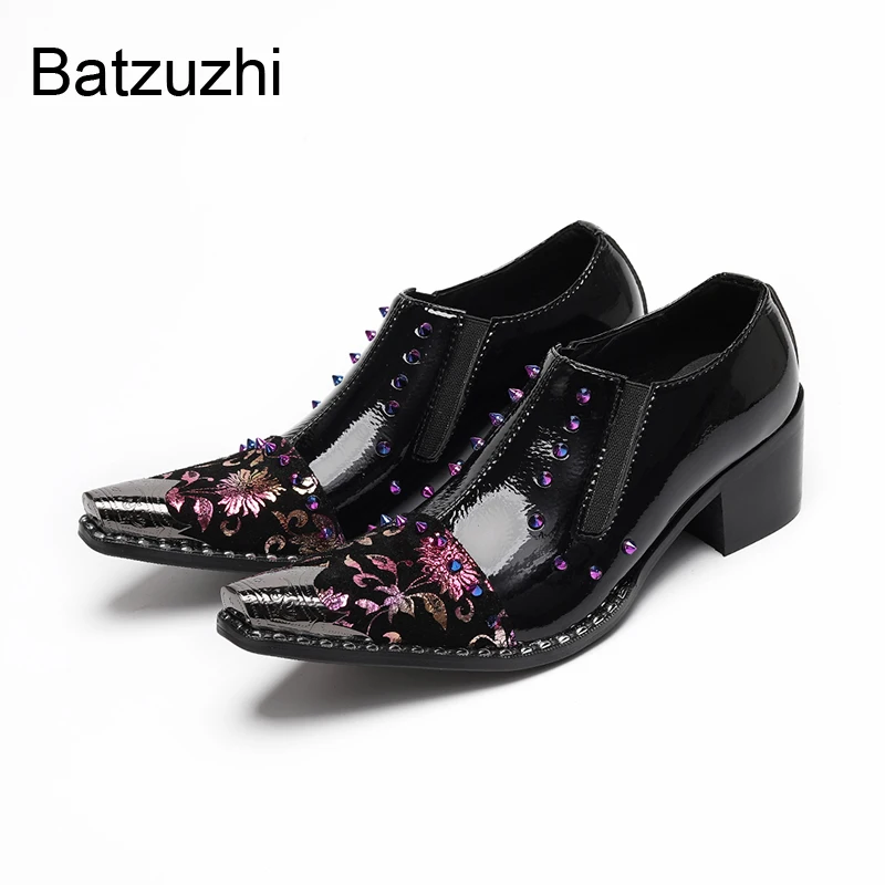 Batzuzhi Black Rivets Leather Dress Shoes Man 6cm Heels Men's Shoes with Pointed Metal Tips Slip on Formal Party, Wedding Shoes
Batzuzhi Black Rivets Leather Dress Shoes Man 6cm Heels Men's Shoes with Pointed Metal Tips Slip on Formal Party, Wedding Shoes