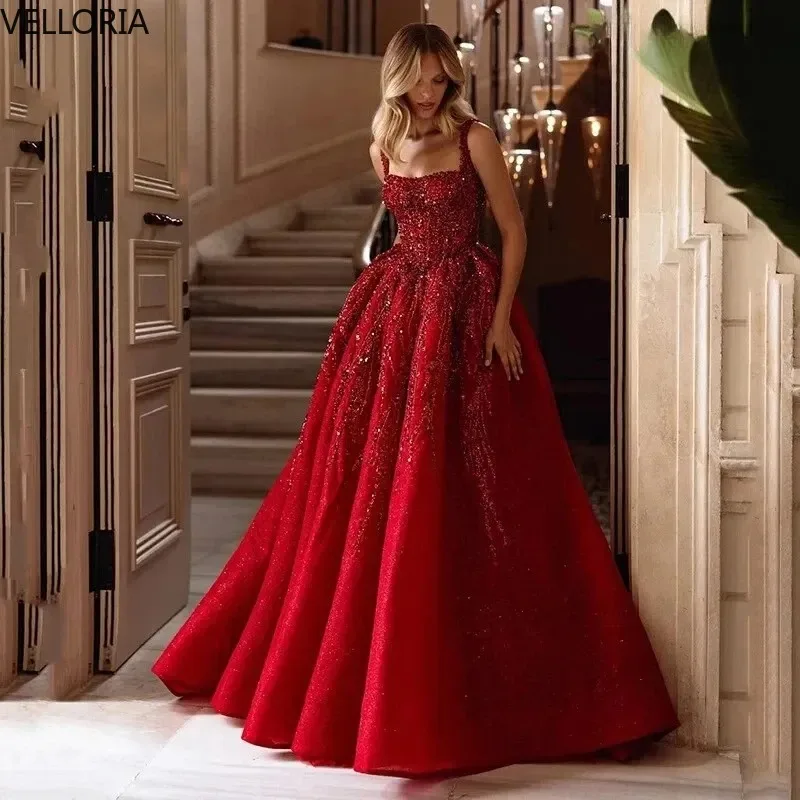 Beaded Red Sequins Evening Dresses Spaghetti Straps A-Line Long Reception Party Dress Prom Formal Gowns Sweep Train Customized
Beaded Red Sequins Evening Dresses Spaghetti Straps A-Line Long Reception Party Dress Prom Formal Gowns Sweep Train Customized