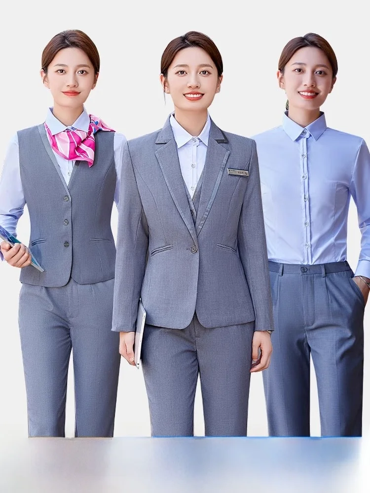 New Telecommunications Women's Work Uniform Set Company Storefront Corporate Style Long Sleeve Shirt And Jacket Outfit
New Telecommunications Women's Work Uniform Set Company Storefront Corporate Style Long Sleeve Shirt And Jacket Outfit