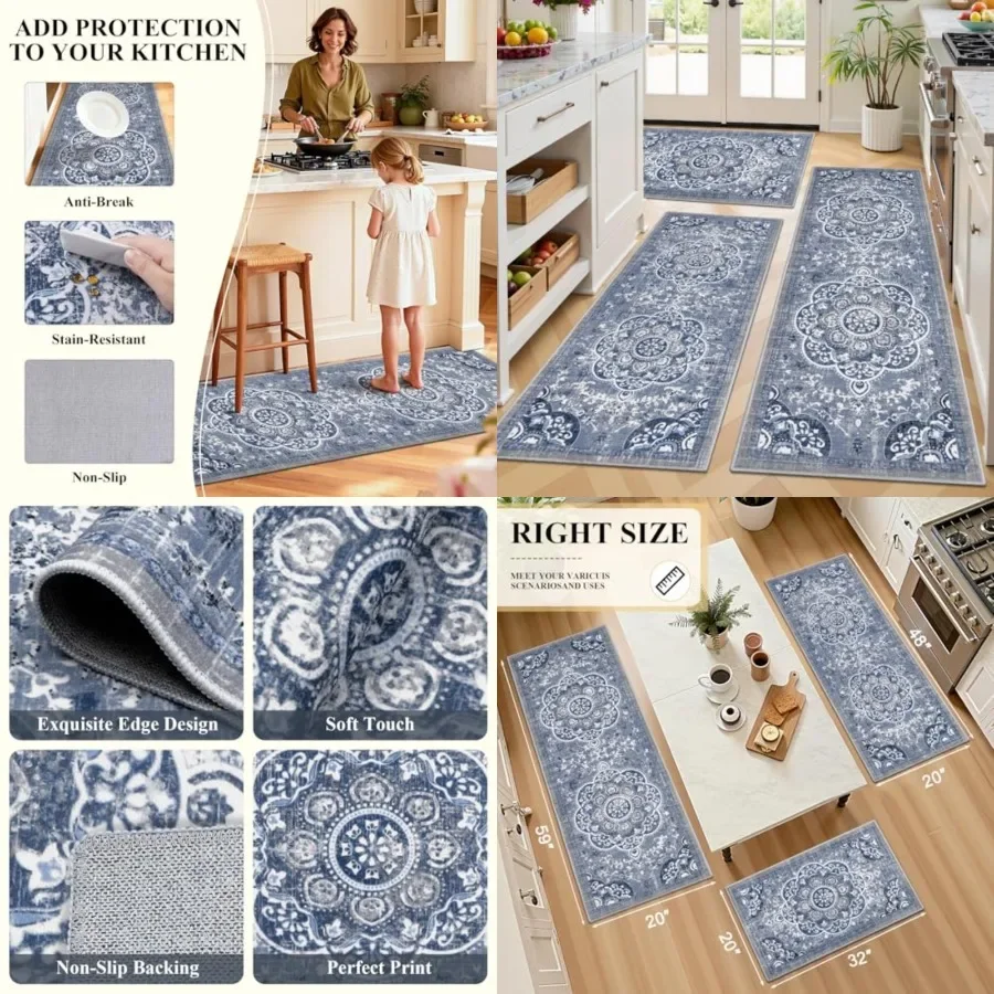 Boho Kitchen Rugs Sets 3 Pcs with Runner Floral Kitchen Floor Mat Carpet Farmhouse Kitchen Rugs and Mats Non Skid Washable Runn
Boho Kitchen Rugs Sets 3 Pcs with Runner Floral Kitchen Floor Mat Carpet Farmhouse Kitchen Rugs and Mats Non Skid Washable Runn